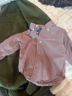 Polo by Ralph Lauren Boys' Burgundy & White Gingham Button-Down Shirt